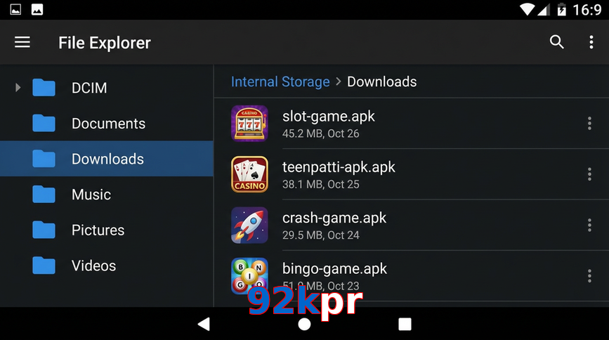 Main screen of 92Kpr gameapk page for PK players
